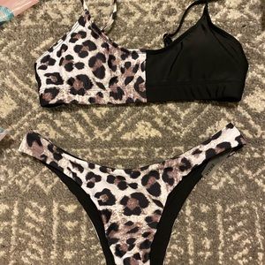 cheetah print bikini set